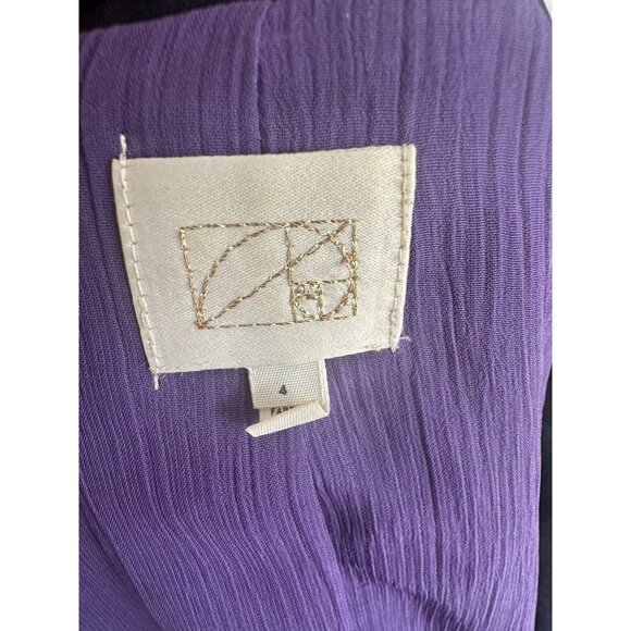 ANTHROPOLOGIE Navy Blue Gold Button Blazer Jacket Size 4 - Picture 9 of 10